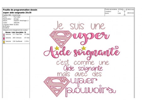 Motif de broderie super aide soignante