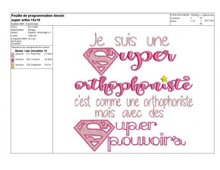 Motif de broderie super orthophoniste