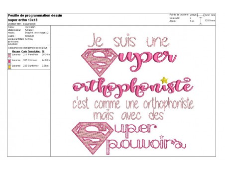 Motif de broderie super orthophoniste