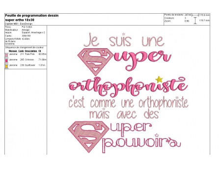 Motif de broderie super orthophoniste