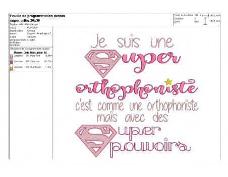 Motif de broderie super orthophoniste