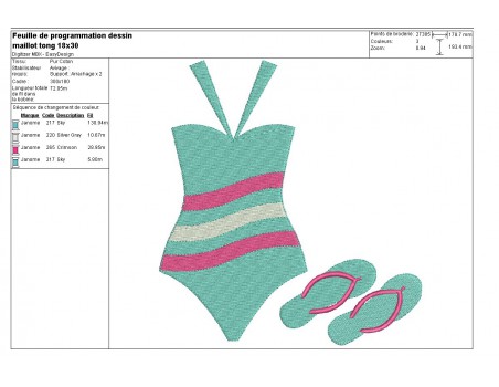 Instant download machine embroidery design swimsuit