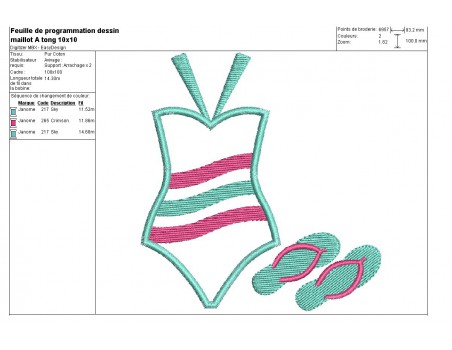 Instant download machine embroidery design swimsuit