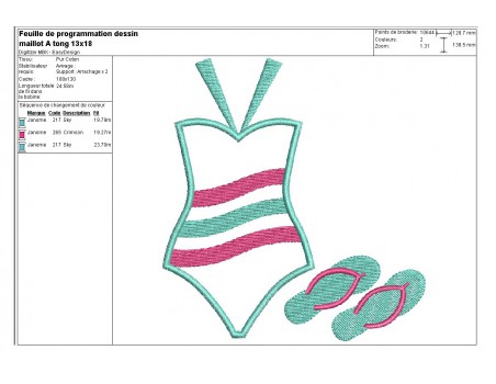 Instant download machine embroidery design swimsuit