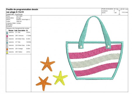 Instant download machine embroidery design Beach bag