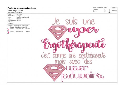 Motif de broderie super ergothérapeute