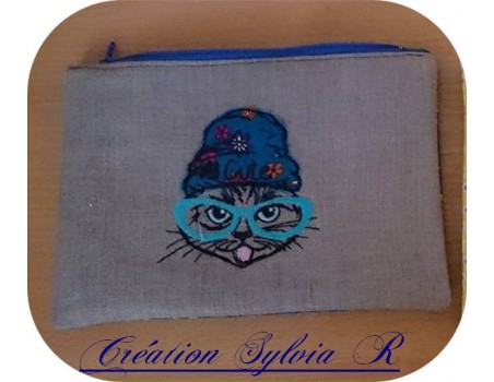 Motif de broderie machine chat cute appliqué