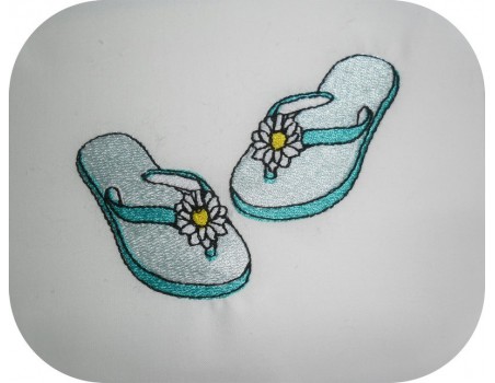 Motif de broderie tongs marguerite