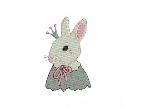 Motif de broderie machine lapin couronne