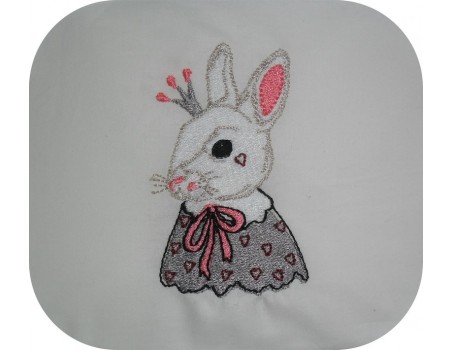 Motif de broderie machine lapin couronne