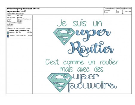 Motif de broderie super routier