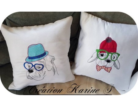 Motif de broderie machine lapin à lunettes