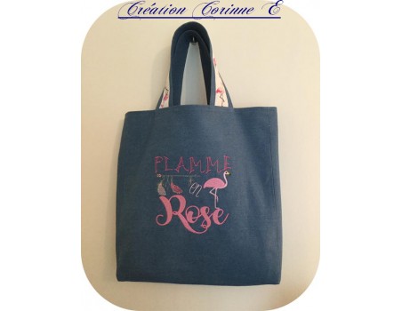 Motif de broderie machine flamant rose, flamme en rose