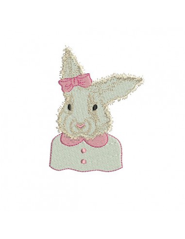 Motif de broderie machine lapin  avec noeud