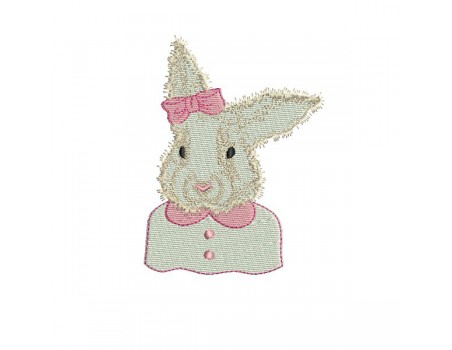 Motif de broderie machine lapin  avec noeud