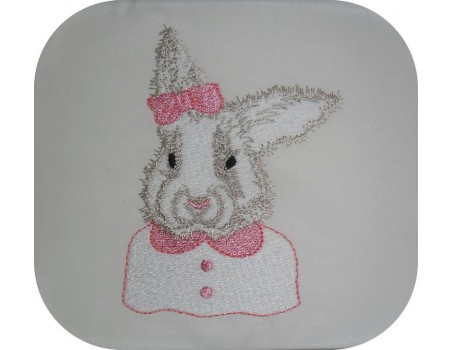 Motif de broderie machine lapin  avec noeud