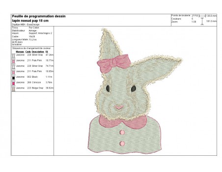 Instant download machine embroidery Crowned rabbit