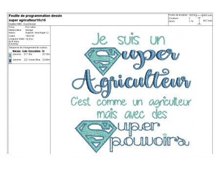 Motif de broderie super agriculteur