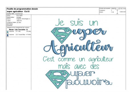 Motif de broderie super agriculteur