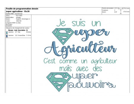 Motif de broderie super agriculteur