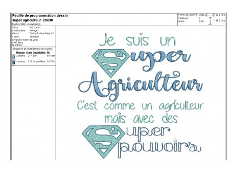 Motif de broderie super agriculteur