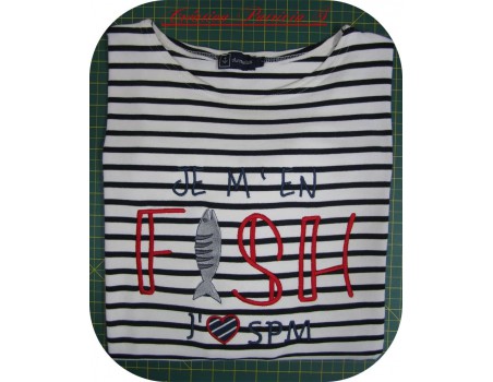 Motif de broderie machine texte humour sardine