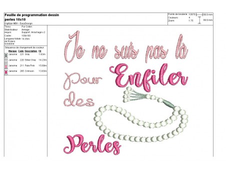 Motif de broderie enfiler des perles