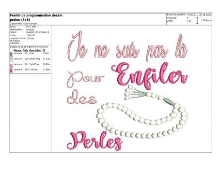 Motif de broderie enfiler des perles