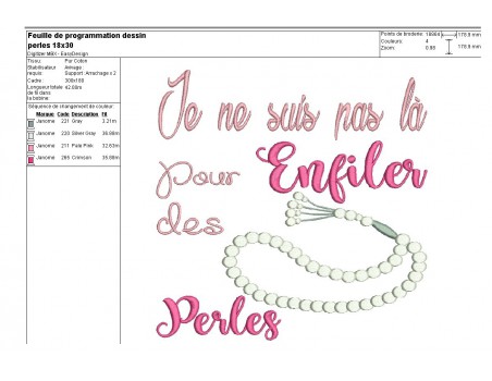 Motif de broderie enfiler des perles