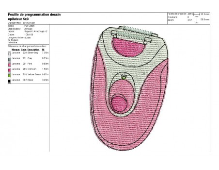 Embroidery design hair removal