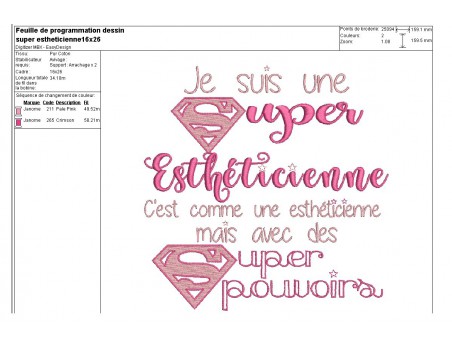 Motif de broderie super esthéticienne