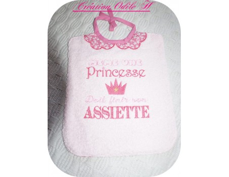 Motif de broderie machine texte humour  princesse