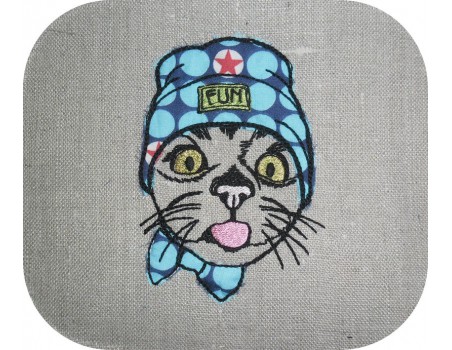 Motif de broderie machine chat Fun appliqué