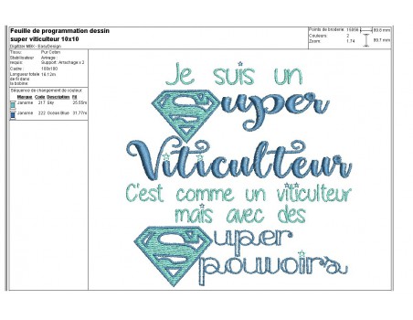 Motif de broderie super viticulteur