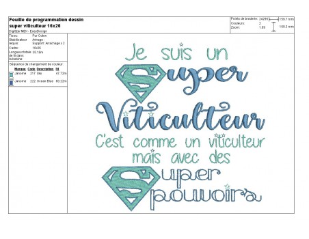 Motif de broderie super viticulteur