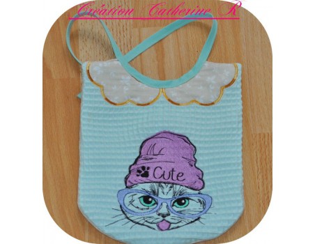 Motif de broderie machine chat cute