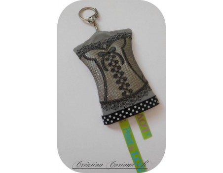 machine embroidery design  Bustier keychain ITH