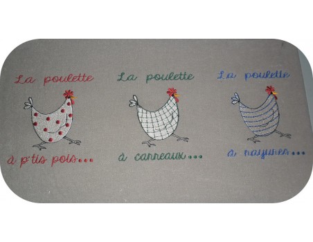 Motif de broderie machine poule à petits pois