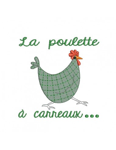 Motif de broderie machine poule à carreaux