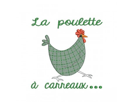 Motif de broderie machine poule à carreaux