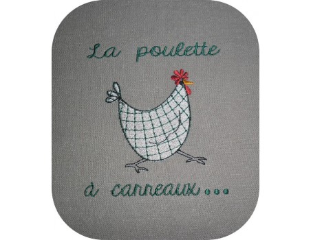 Motif de broderie machine poule à carreaux