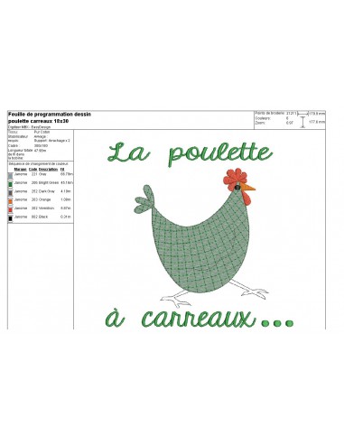Broderie Crewel Vintage Motif Poule Et Poussins - État Impeccable