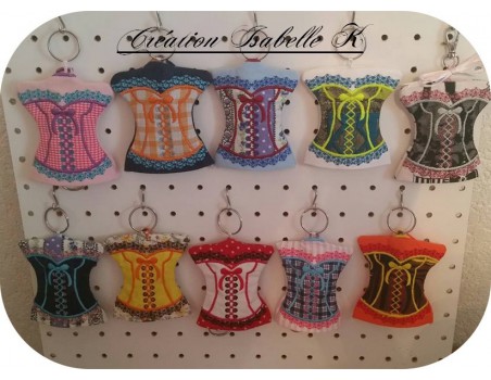 Motif de broderie machine bustier porte clé à ruban  ITH