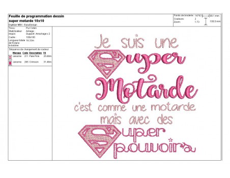 Motif de broderie super motarde