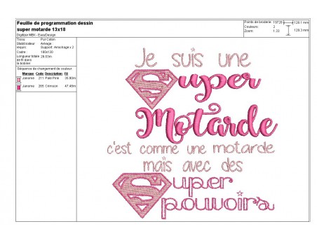 Motif de broderie super motarde