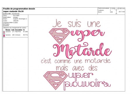 Motif de broderie super motarde