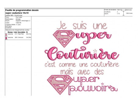 Motif de broderie super couturière