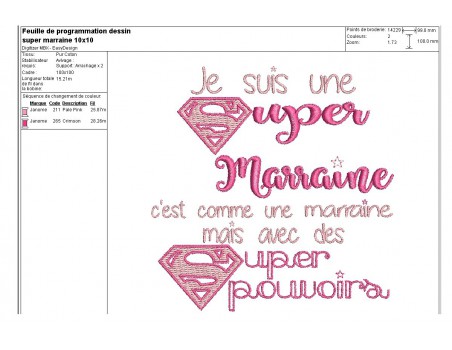 Motif de broderie super marraine