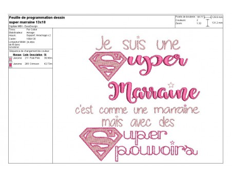 Motif de broderie super marraine