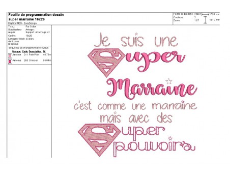 Motif de broderie super marraine